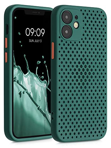 kwmobile Hülle kompatibel mit Apple iPhone 12 mini - Handyhülle Silikon Case - Soft Cover mit Wärmeableitung in Dunkelgrün