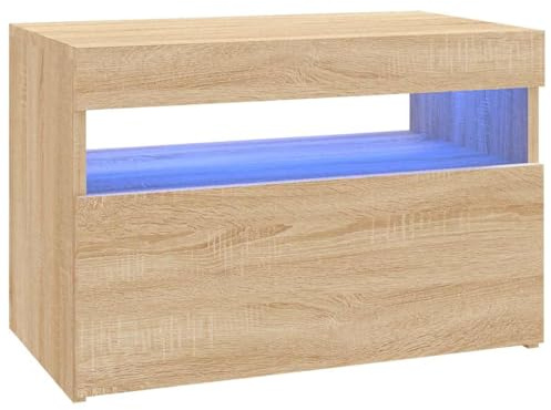 vidaXL TV Schrank mit LED-Leuchten Lowboard Fernsehschrank Fernsehtisch Sideboard HiFi-Schrank TV Möbel Tisch Board Sonoma-Eiche 60x35x40cm