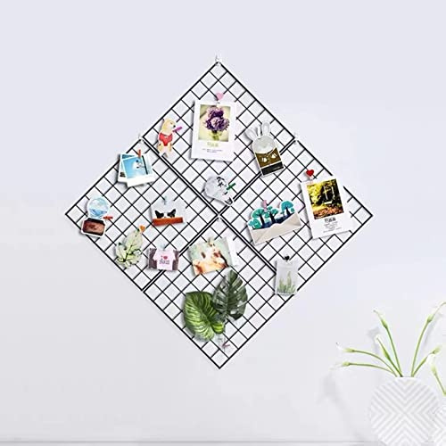 Feadily 4 Pack Metal Grid Wall Board, Photos & Pictures Display Board,Photo Wall, Picture Board, DIY Home & Office Wall Decor 13.8 Inch × 13.8 Inch (Black)