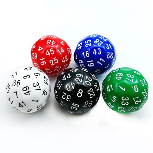Bescon Polygonal Polyedrische Würfel 50 Seiten Würfel, D50 Sterben, 50 Seitige Würfel, W50 Spiel Würfeln, 50 - Seitige Würfel Der Verschiedene Farbige 5pcs Set