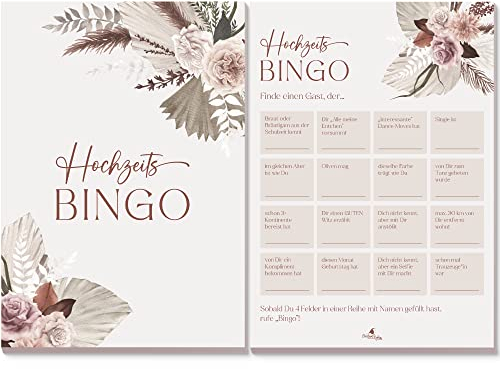 CreativeRobin Hochzeitsbingo | Gäste Hochzeitsspiel | 50 Blätter für 50 Gäste | DIN A5