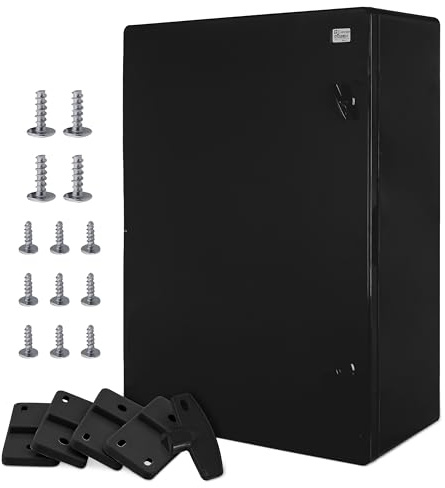 Väggskåp, växelskåp, IP65, industrihus, tomt hölje, ABS plast, tomt skåp, monteringsplatta, lås, BOXEXPERT-serie Fleet, olika storlekar, svart dörr