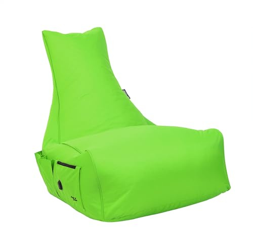 BubisBag Gaming Sitzsack zum Zocken mit & Taschen, Lounge Kissen, Game Sessel für Kinder und Erwachsene, Beanbag Indoor und Outdoor - Magic Gambler (Kiwi)