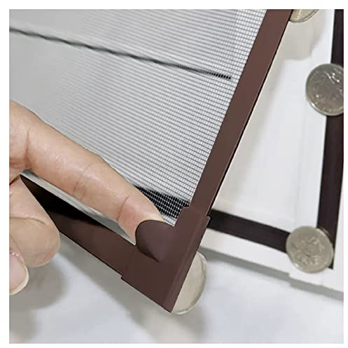 STRMAX Fliegengitter Fenster,Verstellbares Magnetisches Fenstergitter for Selbermachen Passt In Jede Kleinere Größe Mit Braunem Rahmen Aus Glasfasergewebe, 58 Größen (Color : Grey mesh, Size : 90x12