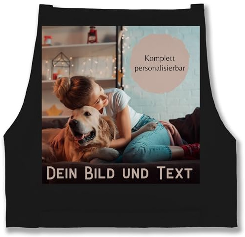 Geschenk mit Namen personalisiert by Shirtracer - Schürze - Erwachsene - Foto Bild Geschenk I Dein Bild und Text