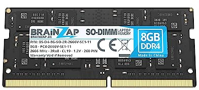 BRAINZAP 8 GB DDR4 SO-DIMM PC4-2666V-SE1-11 2Rx8 2666 MHz 1,2 V CL19 - Memoria RAM para portátil sin búfer