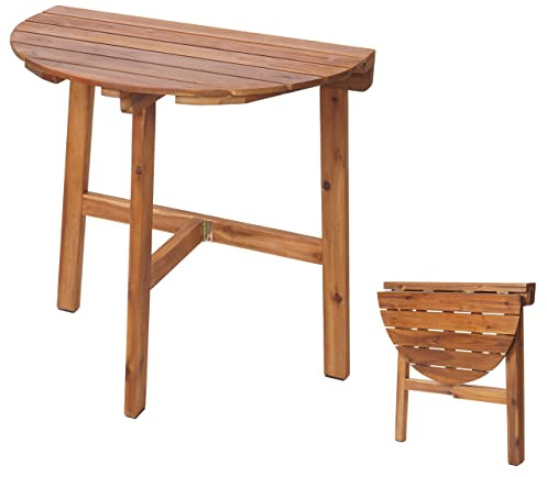 Mendler Mesa plegable HWC-L19, mesa de jardín, mesa de balcón, plegable para interior y exterior, madera de acacia, certificado FSC®, 71 x 70 x 34 cm