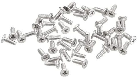 sourcing map M1.6-0.35 x 4mm 50Pcs Flat Round Head Screws 304 Stainless Steel Phillips Drive Machine Screws Hardware Fastener for Furniture Connection