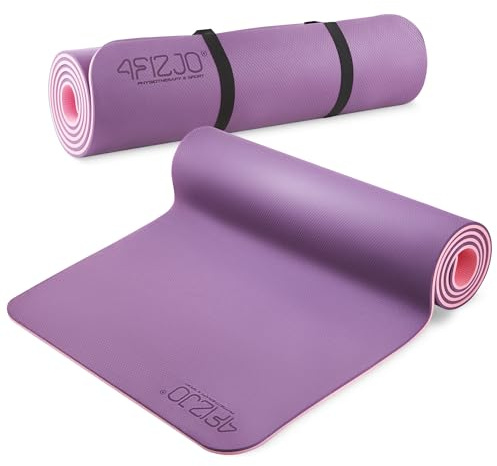 4FIZJO Fitnessmatte mit Tragegurt, Abmessungen 180x60cm, TPE-Kautschuk, Rutschfest, Komfort, In & Outdor, Pilatesmatte, Yoga Matte, Sportmatte, Gymnastikmatte, Trainingsmatte