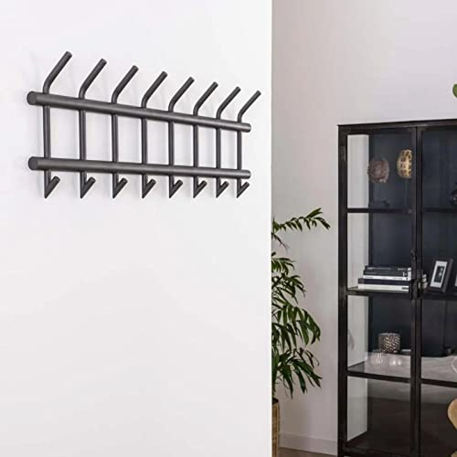 RINGO-Living Flurgarderobe Dunkelgrau mit 16 Haken, Wandhaken für Taschen & Jacken, Jacke Hänger Flurgarderobe modern, Stylische Garderobenleiste Metall, Garderobe Wand, Wand Garderobenpaneel Design