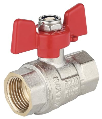 zencQ Kugelhahn mit Verschraubung 1 Zoll FF, Kugelhahn mit Flügelgriff, Kugelventil mit Hebel, Messing Anschluss mit Innengewinde und Flügelgriff für Industrie,Wasserpumpen(1)