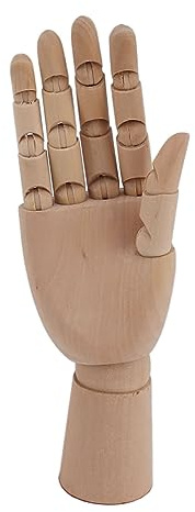 Flexibles Holzhandmodell, 7 Zoll Bewegliche Fingerpuppenhandfigur, Kunstschaufensterpuppenfigur, Linke und Rechte Hand für Zeichenschule, Übung, Zubehör, (7116A 0201 Rechtshänder