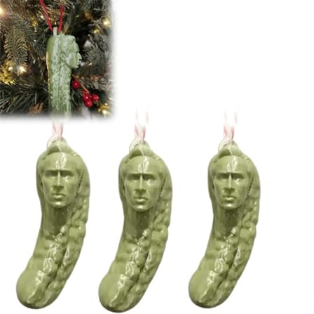 Picolas Käfig-Weihnachtsdekoration, lustige Weihnachtsgurke Ornamente für Weihnachtsbaum, grüne Gurke, hängende Ornament für Weihnachtsdekoration, Partygeschenk, Strumpffüller (3 Stück)