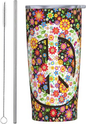 Vasos personalizados, tazas de acero inoxidable personalizadas de 20 onzas, taza de café de viaje aislada con tapa y botella de agua con pajita, regalo personalizado para familiares y amigos, símbolo
