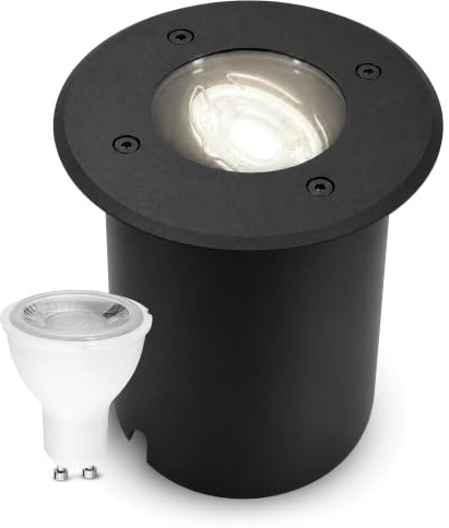 SSC-LUXon JUAVI Bodeneinbauleuchte rund IP67 GU10 7W neutralweiß dimmbar | Befahrbarer Bodenstrahler bis 2000kg - schwenkbar & dimmbar, neutralweiß, für Garten & Einfahrt, IP67, inkl. GU10 LED