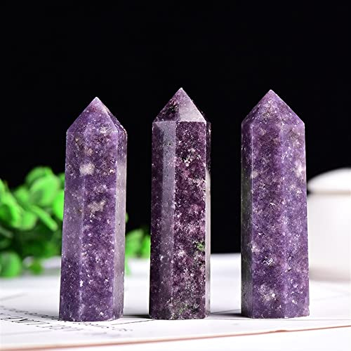 CZAOINCU Raumdekoration Natural Magic 1PCS Natural Purple mica Stone Hexagonal Column Crystal Point Home Decoration Ornaments Wand Ore Birthday Gifts (Size : 50-60mm)