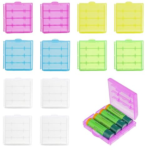 Xmart 12 Pièces Boîte à Piles en Plastique sans Piles Réutilisable Boite A Pile 5 Couleurs pour AA/AAA Boite Rangement Piles Stockage des Piles