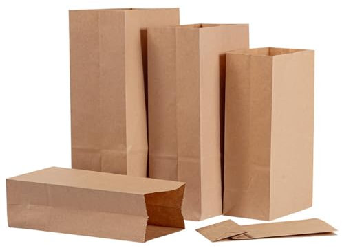 HERZONE 50pcs Papiertüten mit Aufkleber Geschenktüten Braun Kraftpapiertüten Butterbrottüten DIY Süßigkeiten Beutel Samentütchen Mitgebsel Tüten für Hochzeit Party Geburtstag (15.5 * 10 * 30cm)