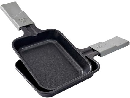 LAGRANGE Juego de 2 sartenes raclette rectangulares mango gris moteado