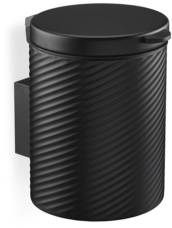 Relaxdays Cestino da Bagno da Muro, Pattumiera da 5 L, Chiusura Automatica e Secchio Interno Estraibile, in Ferro, Nero