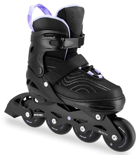 SPOKEY Matty Damen Inliner Verstellbar | ABEC-7 Kugellager Inlineskates | Größenverstellbare Rollschuhe für Erwachsene und Jugendliche | Größen: 35-38, 39-42 (Schwarz/Violett, 35-38)
