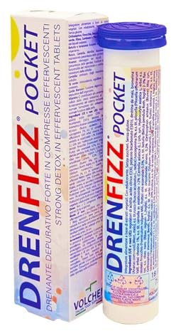 Volchem Drenfizz, Integratore Alimentare Drenante e Depurativo Forte, a Base di Estratti Vegetali, Gusto Frutti Rossi, Confezione da 18 Compresse Effervescenti, 75,6 g