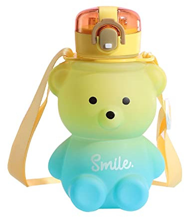 Bouteille d'eau pour filles, bouteille d'eau pour enfants, gobelet à boire avec paille et corde