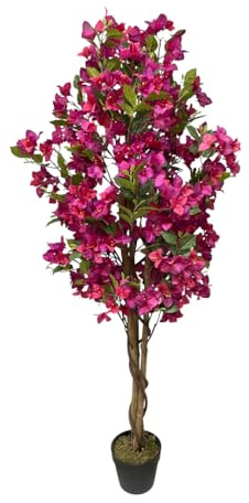 Lacers SMARAGDLINE künstliche Bougainvillea Pflanze 150cm - dekorative Kunstpflanze/realistische Optik - Wie echt wirkende Blätter & Blüten für Wohnzimmer, Balkon & Büroräume