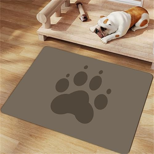 FANSU Rechteckig Napfunterlage Hund, Diatomeenerde Futtermatte, Saugfähig Schnelltrocknende Waschbar rutschfest Futtermatte, Hund Futterunterlage Katze, Unterlage Katzennapf (Braun,60x90cm)