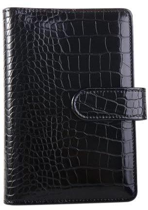 A6 Ringordner-Cover - PU-Leder Krokodil-Muster 6-Ring-Planner Nachfüllbar Notizbuch-Organizer Loseblatt-Cover (Schwarz)