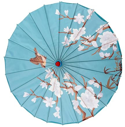 Sombrilla japonesa | Paraguas chinos de tela de seda de flor de ciruelo de 32 pulgadas | Tela de seda hecha a mano, accesorios de baile, a prueba de viento, disfraces de cosplay para mujeres y niñas