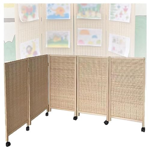 Divisorio in bambù a 8 pannelli, pieghevole, mobile, blocco della luce, recinzione decorativa per la casa e l'asilo, design intrecciato traspirante, versatile separazione dello spazio