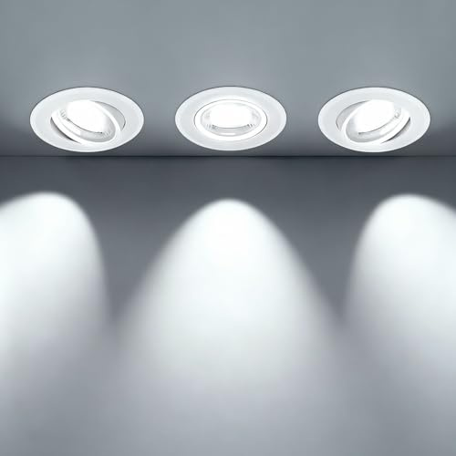 Aigostar Downlight LED Techo Empotrable 5W 370LM 6500K 70-75mm 3uds | Ángulo Rotable 30°/ Equivalente a Halógena 53W/ CRI>80/ carcasa PBT ignífuga/ AC 220-240V sin transformador/ Blanco Neutro