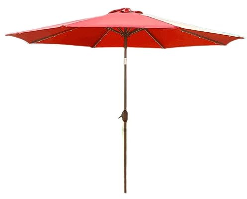 Großer Gartenschirm neigbar für Sonnenschutz und wasserfester Außenbereich mit stabilen Rippen, R?d, A