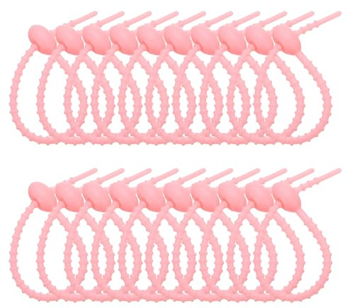 PATIKIL Bridas de silicona de 6 pulgadas, 20 bridas de goma reutilizables para el hogar, oficina, cocina, bolsas de alimentos, cables, clip ajustable para bolsa, color blanco
