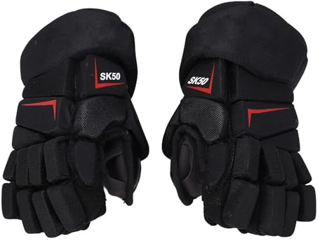 Aoaoy 1-par ishockeyhandskar som andas och skyddar högt sittande nylontyg EVA-skum hockeyhandskar för spelare (11 tum)