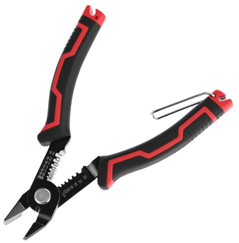 QWORK® 3-in-1 Multifunktions Seitenschneider, Abisolierzange und Crimpzange für 20-10 AWG Kabel, Präzisionszange Electronics mit Anti-Rutsch-Griff