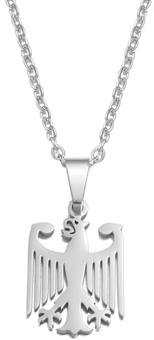 DEFGNOP Deutsche Kette Adler, Deutschland Wappen Kette, Edelstahl (Silber, S)