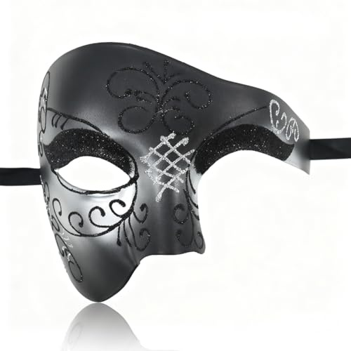 KAOVCXR Masquerade Masks for Men, Venetian Mask Vintage Phantom of The Opera Mask, Adult Half Face Party Mask for Halloween Christmas Mardi Gras Costume Wedding Cosplay Party