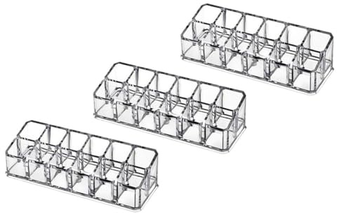 TOYANDONA Estuche de Almacenamiento Transparente para 12 Labiales Diseño Moderno y Ahorro de Espacio, 3 Piezas de Plástico para Dormitorio y Tocador