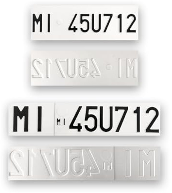 Targhe Personalizzate - Modello Kit Completo dal 1985 al 1994 - con Lettere e Numeri in Rilievo, Incise su Alluminio Catarifrangente, Made in Italy (Affiancata Colorazione D'origine)
