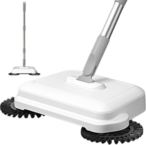 Veesper 2-in-1 Rotating Carpet Sweeper, 360° Manual Push Sweeper for Floor & Carpet, Long Handle Hanging Vacuum-Free Cleaner for Home & Office