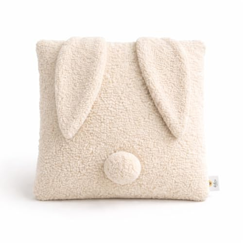 BABEES DEKOKISSEN Boucle Kuschelkissen Wolke GROß 40x25 cm, Flauschiges Deko Kissen für Baby & Kinderzimmer - für Mädchen & Jungen - beige Creme (HASE_Creme)