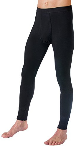 HERMKO 3540 herr långa kalsonger med gylf och mjukt midjeband av 100 % ekologisk bomull i finribbad, svart, 8XL