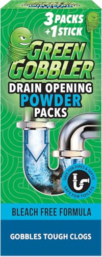 Green Gobbler Drain Unblocker PACS | Hair Clog Remover | Toilet Clog Remover | Sinks & Tub Drain Cleaner | 3 Pac with Free Hair Grabber Tool