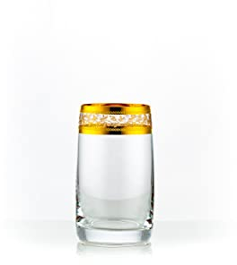 Crystalex Longdrinks Wassergläser Ideal Gold Kristallgläser 250 ml 6er Set Bohemia