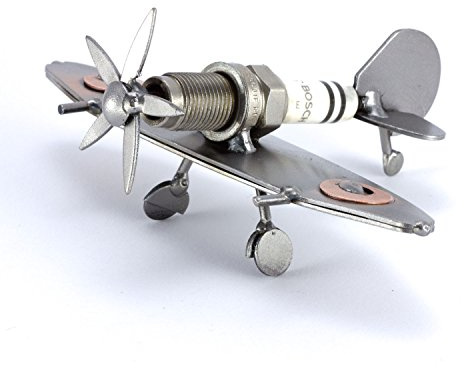 Steelman24 Schraubenmännchen Flugzeug MinSpitfire 2 | Made in Germany,Handarbeit,Geschenkidee,Stahlfigur,Metallfigur,Metallmännchen
