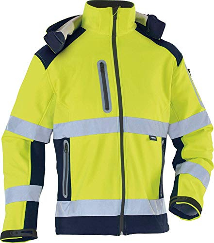 TRIUSO wasserabweisende Warnschutzsoftshelljacke mit heraustrennbarer Kapuze in gelb (XXL)