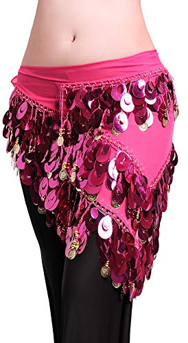 ROYAL SMEELA Bauchtanz Hüfttuch Sexy Kostüm Damen Tanz Umhüllt Rock Flamenco Zigeuner Silber Münze Dreieck Hüften Schals Kleid Münztuch Übungskleidung Gürtel