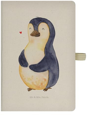 Mr. & Mrs. Panda DIN A5 Baumwoll Notizbuch Pinguin Diät - Geschenk, Journal, Tagebuch, Skizzenbuch, Notizen, Selbstrespekt, Eintragebuch, Pinguine,